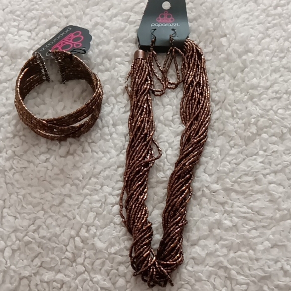 Paparazzi Brown Beaded Necklace and Bracelet Set - Picture 1 of 1